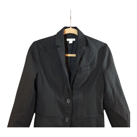 Garnet Hill Black Wool Blend Single-breasted 2-Button Blazer Career Women's 2 - Picture 2 of 5